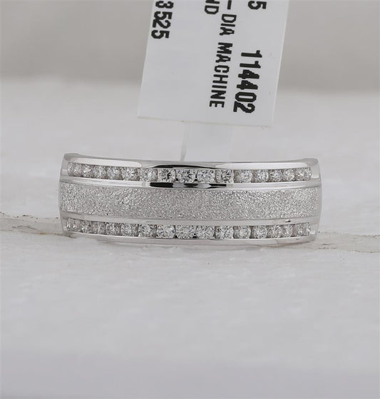 14k White Gold Round Diamond Grecco Wedding Anniversary Band 1/2 Cttw