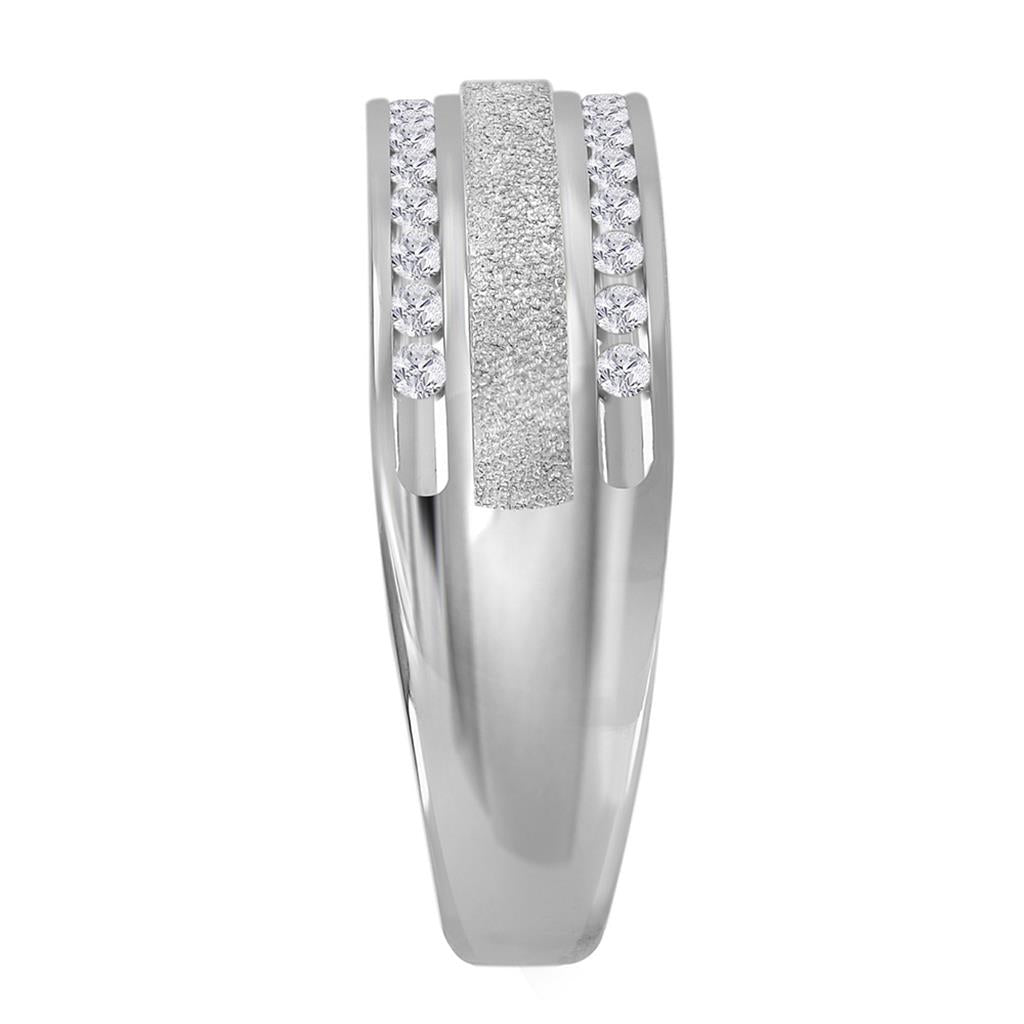 14k White Gold Round Diamond Grecco Wedding Anniversary Band 1/2 Cttw