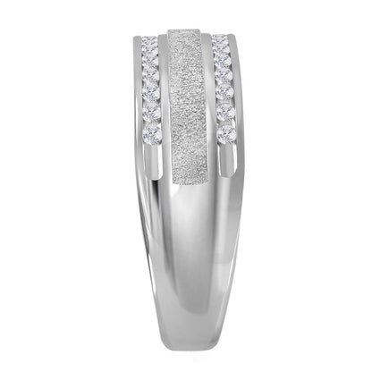 14k White Gold Round Diamond Grecco Wedding Anniversary Band 1/2 Cttw