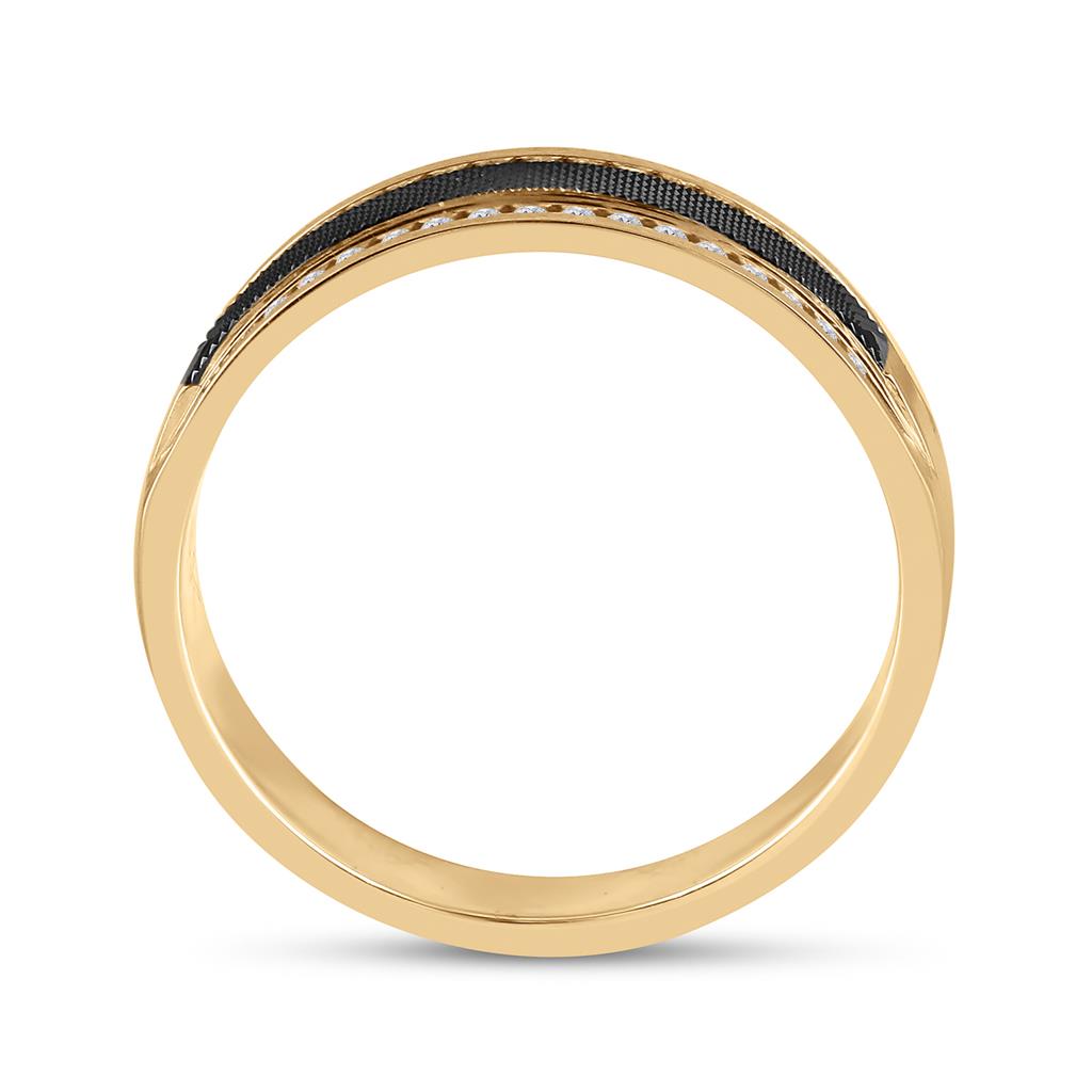 14k Yellow Gold Round Diamond Wedding Black-tone Band Ring 1/4 Cttw