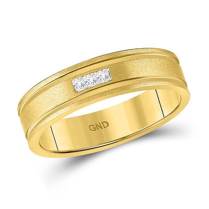 14k Yellow Gold Princess Diamond Wedding Band Ring 1/8 Cttw