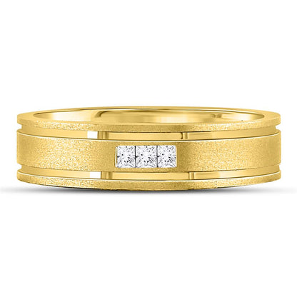 14k Yellow Gold Princess Diamond Wedding Band Ring 1/8 Cttw