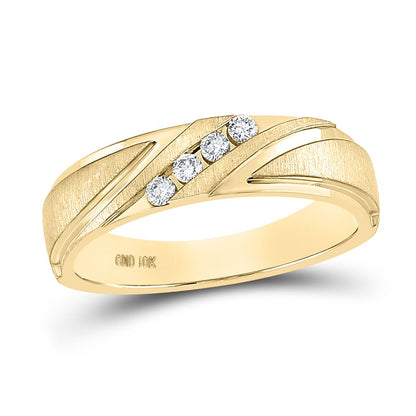 14k Yellow Gold Round Diamond Wedding Channel-Set Band Ring 1/6 Cttw