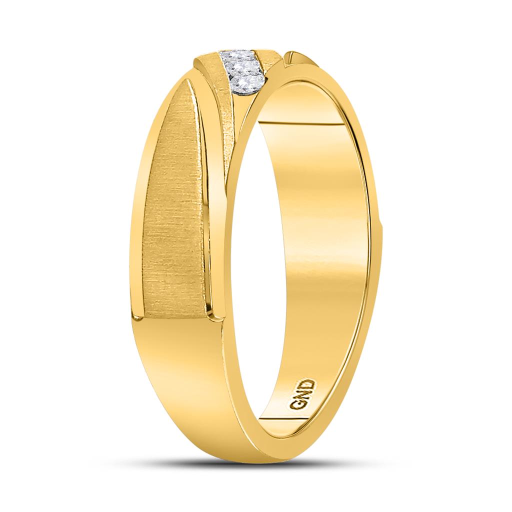 14k Yellow Gold Round Diamond Wedding Channel-Set Band Ring 1/6 Cttw