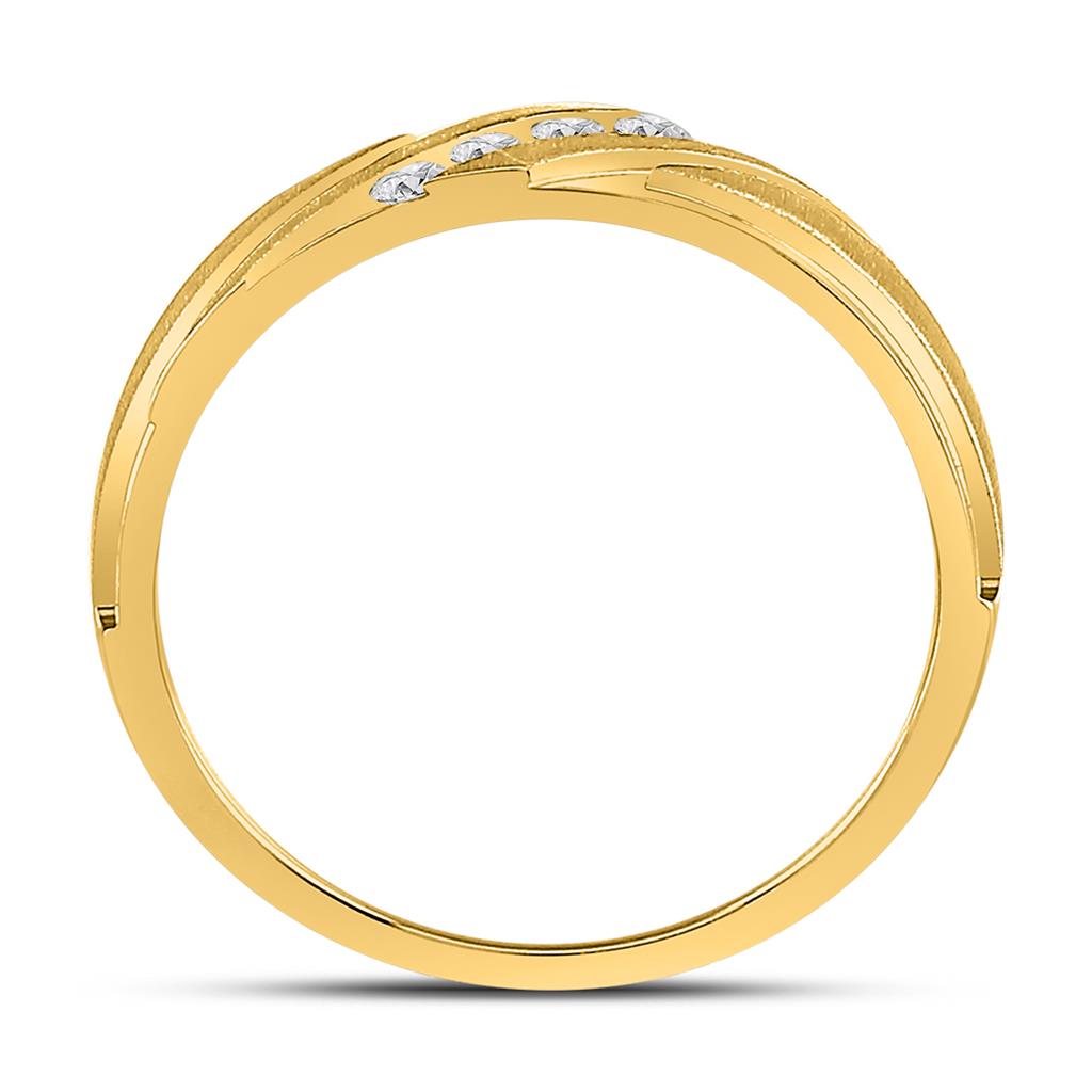14k Yellow Gold Round Diamond Wedding Channel-Set Band Ring 1/6 Cttw