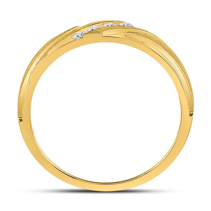 14k Yellow Gold Round Diamond Wedding Channel-Set Band Ring 1/6 Cttw