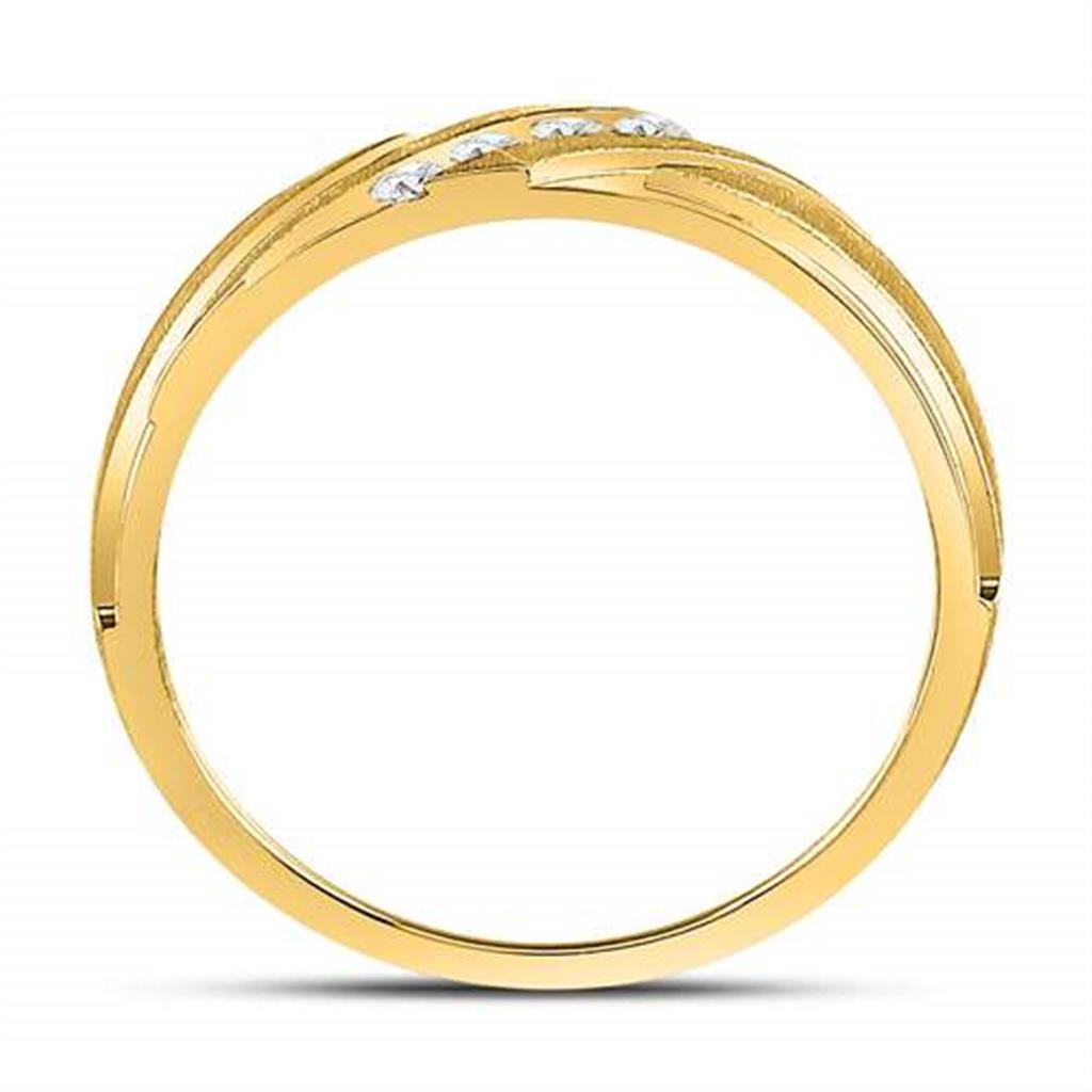 14k Yellow Gold Round Diamond Wedding Channel-Set Band Ring 1/6 Cttw