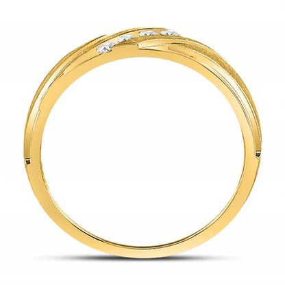 14k Yellow Gold Round Diamond Wedding Channel-Set Band Ring 1/6 Cttw