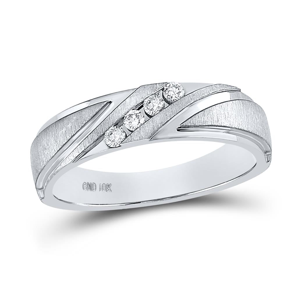 14k White Gold Round Diamond Wedding Channel Set Band Ring 1/6 Cttw