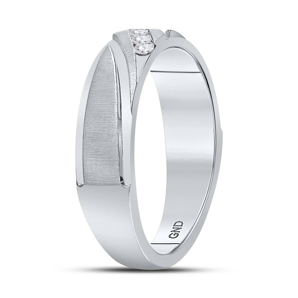 14k White Gold Round Diamond Wedding Channel Set Band Ring 1/6 Cttw