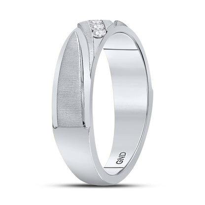 14k White Gold Round Diamond Wedding Channel Set Band Ring 1/6 Cttw