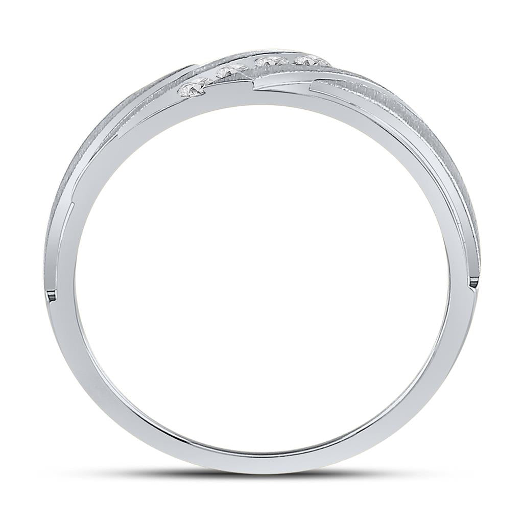14k White Gold Round Diamond Wedding Channel Set Band Ring 1/6 Cttw