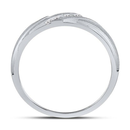14k White Gold Round Diamond Wedding Channel Set Band Ring 1/6 Cttw