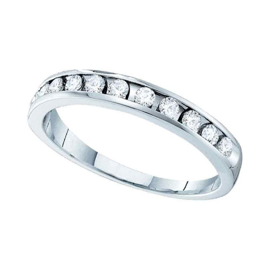 14k White Gold Round Diamond Men Wedding Anniversary Band