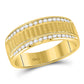 14k Yellow Gold Round Diamond Double Row Matte Textured Wedding Band Ring 1/3 Cttw