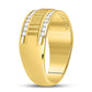 14k Yellow Gold Round Diamond Double Row Matte Textured Wedding Band Ring 1/3 Cttw