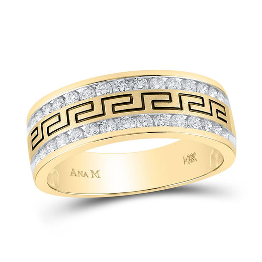 14k Yellow Gold Round Diamond Double Row Wedding Band Ring 3/4 Cttw