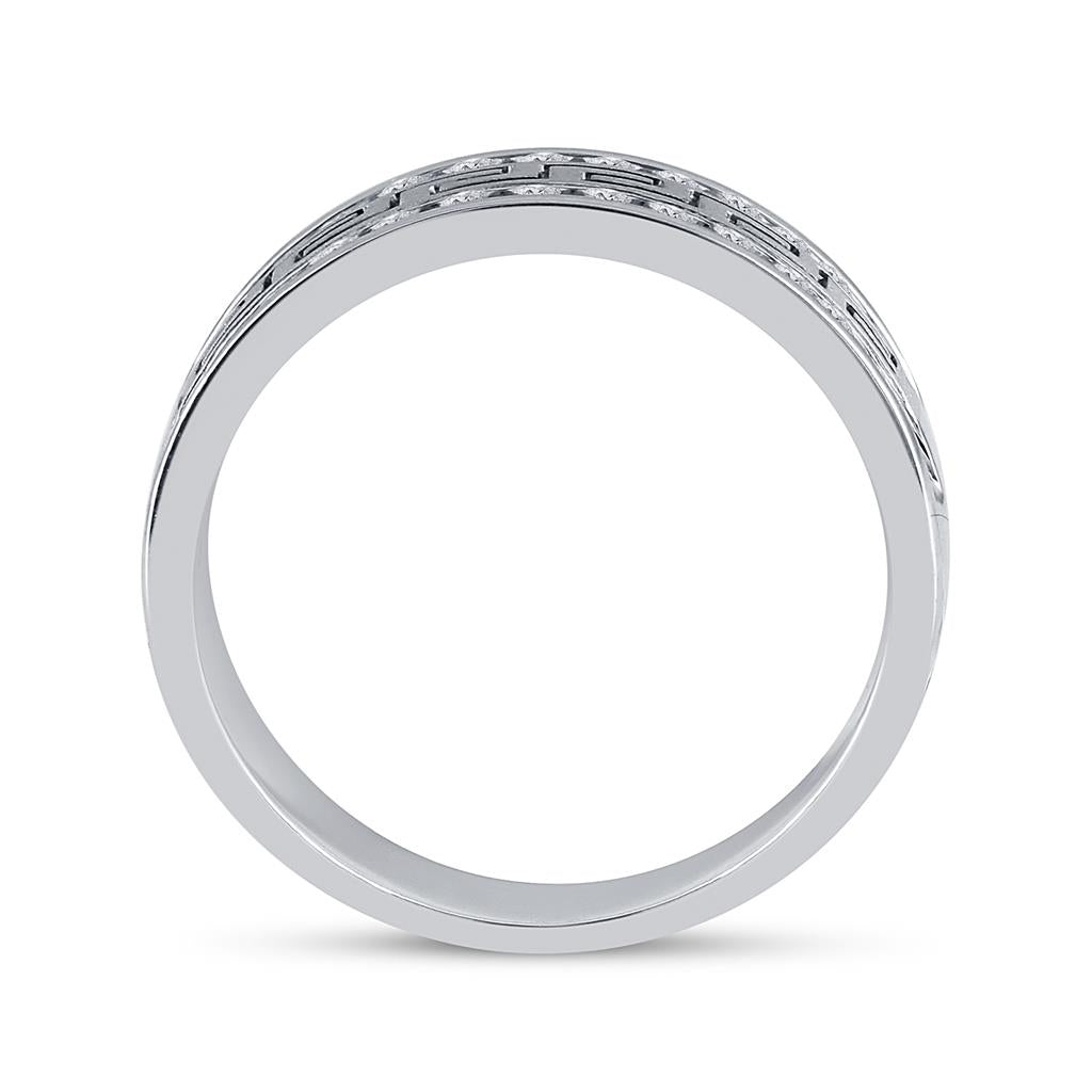 14k White Gold Round Diamond Grecco Wedding Anniversary Band 3/4 Cttw
