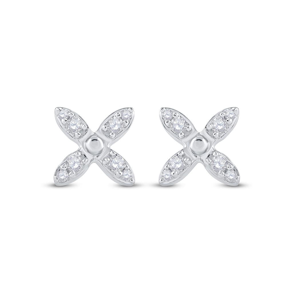 14k White Gold Round Diamond X Fashion Earrings 1/4 Cttw