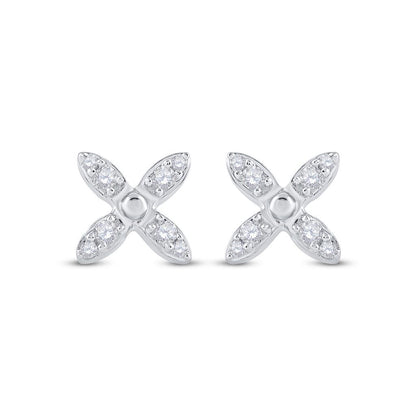 14k White Gold Round Diamond X Fashion Earrings 1/4 Cttw