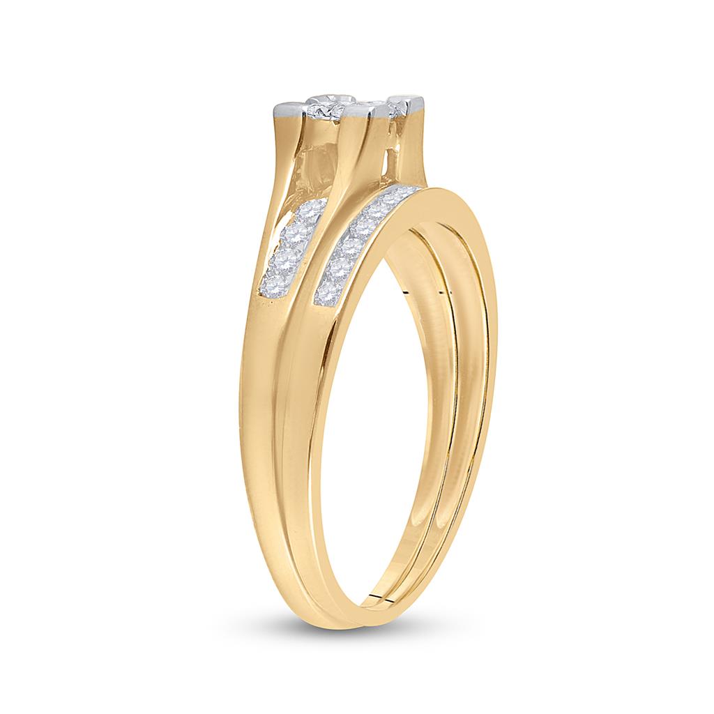 10k Yellow Gold Princess Diamond Bridal Wedding Ring Set 1/2 Cttw Size 5