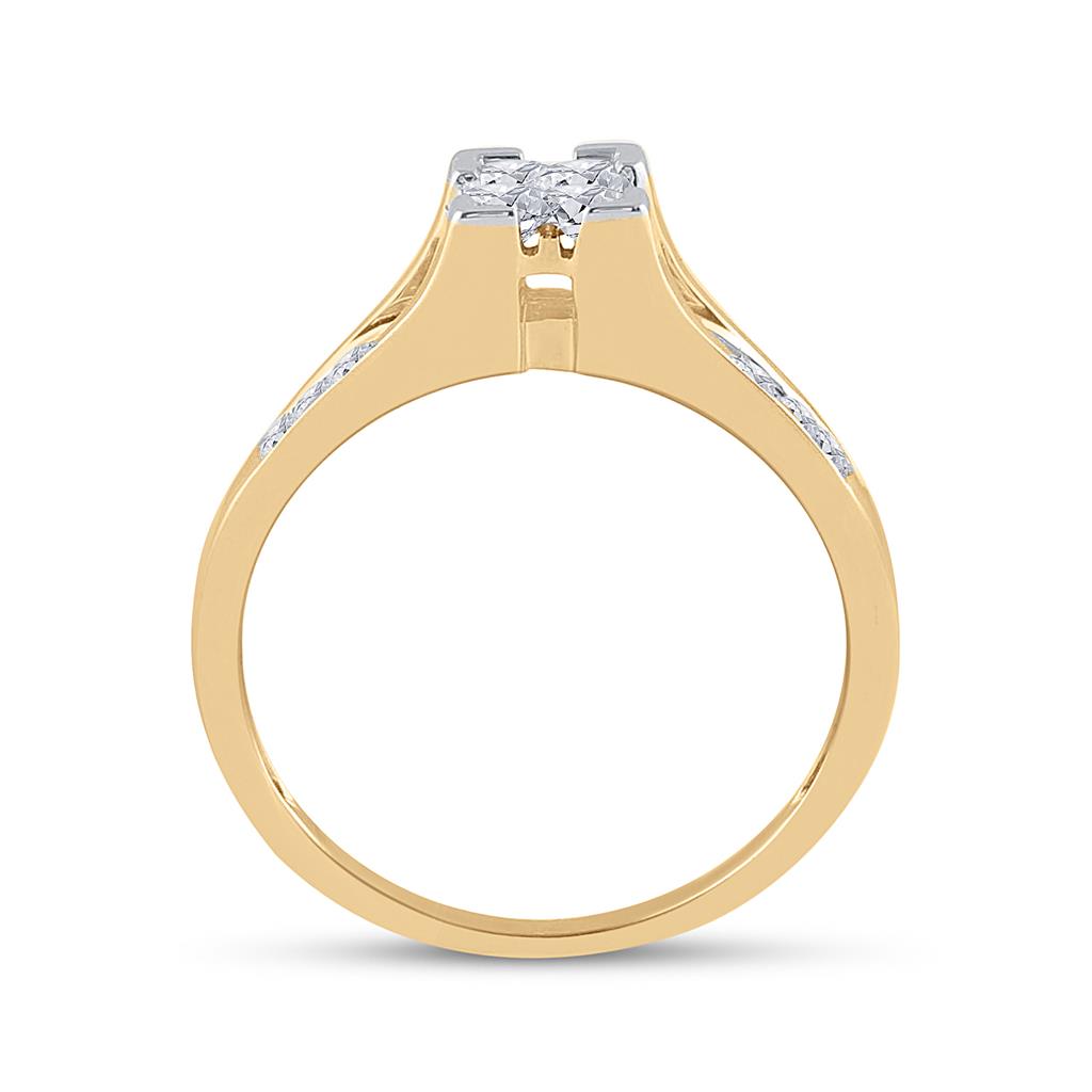 10k Yellow Gold Princess Diamond Bridal Wedding Ring Set 1/2 Cttw Size 6