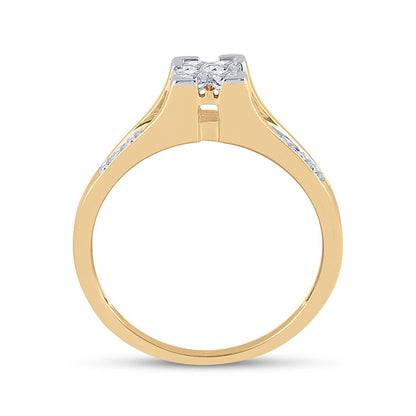 10k Yellow Gold Princess Diamond Bridal Wedding Ring Set 1/2 Cttw Size 6