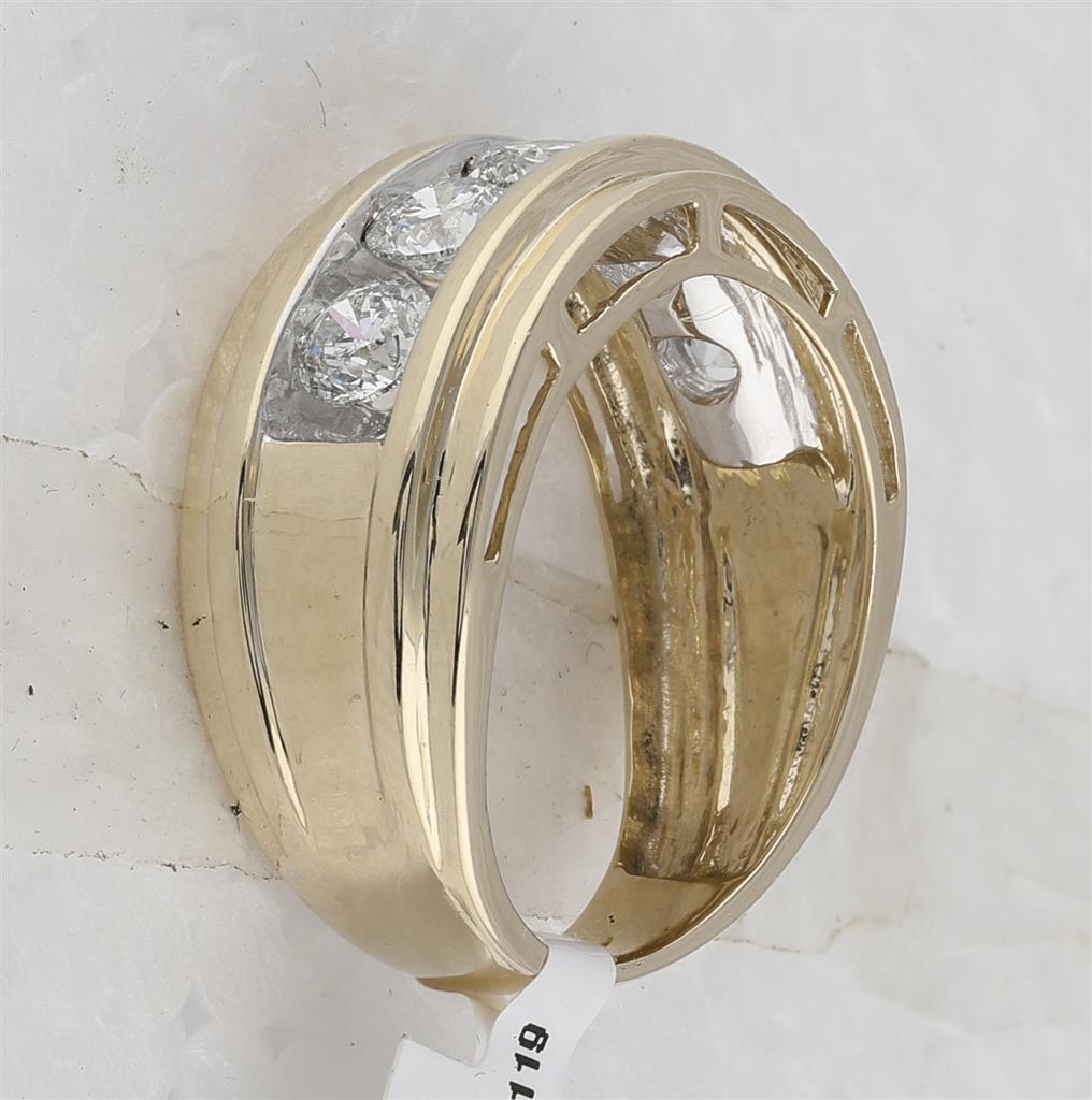 14k Yellow Gold Round Diamond 5-Stone Wedding Band Ring 2 Cttw