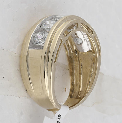 14k Yellow Gold Round Diamond 5-Stone Wedding Band Ring 2 Cttw