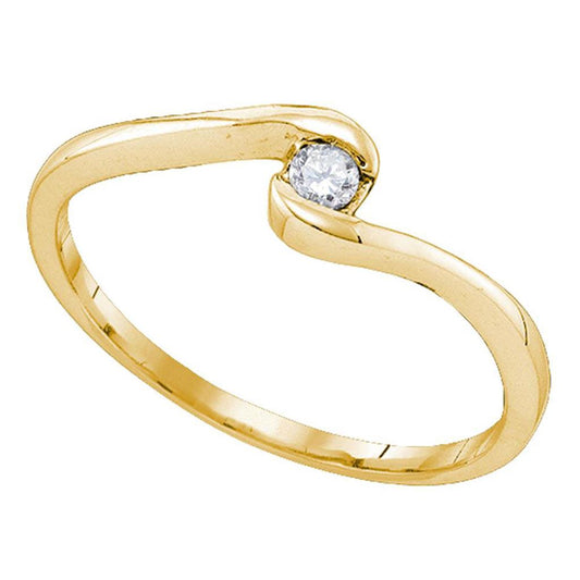 10k Yellow Gold Round Diamond Solitaire Promise Ring 1/20 Cttw