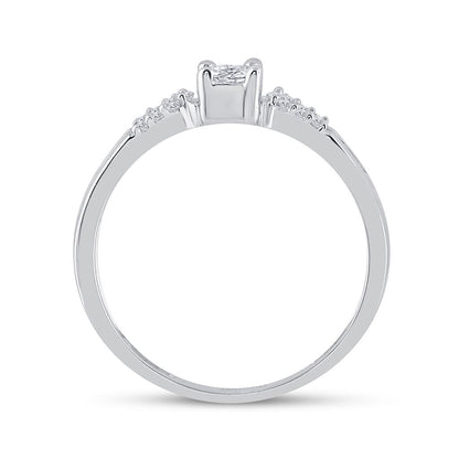 14k White Gold Princess Diamond Bridal Wedding Ring Set 1/5 Cttw