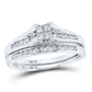 14k White Gold Princess Diamond Bridal Wedding Ring Set 1/2 Cttw