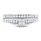 14k White Gold Princess Diamond Bridal Wedding Ring Set 1/2 Cttw