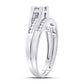 14k White Gold Princess Diamond Bridal Wedding Ring Set 1/2 Cttw