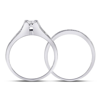 14k White Gold Princess Diamond Bridal Wedding Ring Set 1/2 Cttw