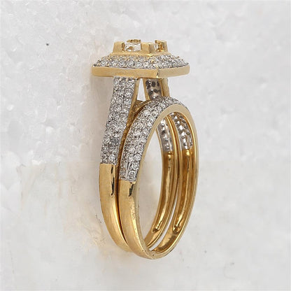 14k Yellow Gold Princess Diamond Bridal Wedding Ring Set 1 Cttw