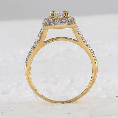14k Yellow Gold Princess Diamond Bridal Wedding Ring Set 1 Cttw