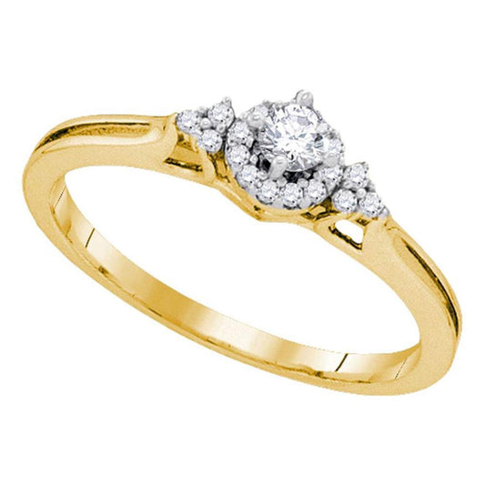 10k Yellow Gold Round Diamond Solitaire Promise Ring 1/5 Cttw