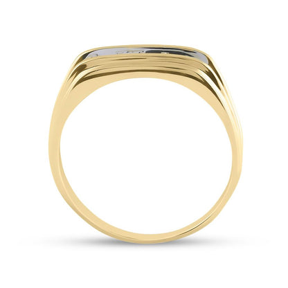 10k Two-tone Gold Round Diamond Wedding Band Ring 1/8 Cttw