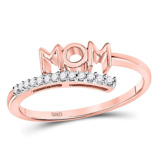 10k Rose Gold Round Diamond Mom Mother Bypass Band Ring 1/12 Cttw