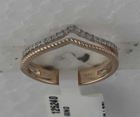 10k Rose Gold Round Diamond Chevron Fashion Ring 1/5 Cttw