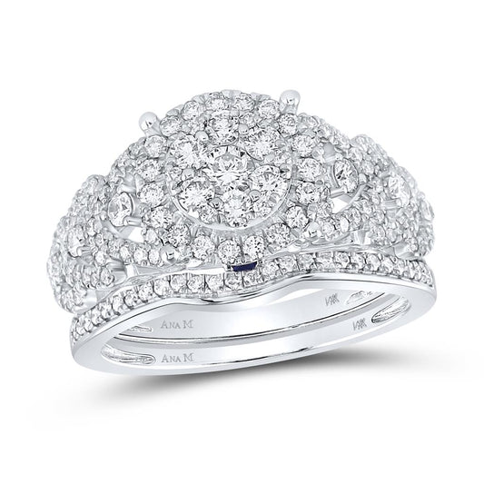 14k White Gold Round Diamond Bridal Wedding Ring Set 1 Cttw Size 8