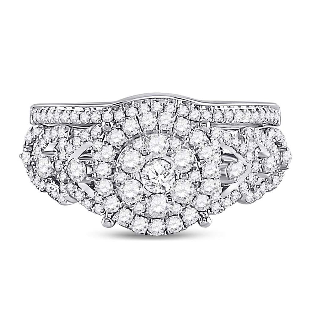 14k White Gold Round Diamond Bridal Wedding Ring Set 1 Cttw Size 8