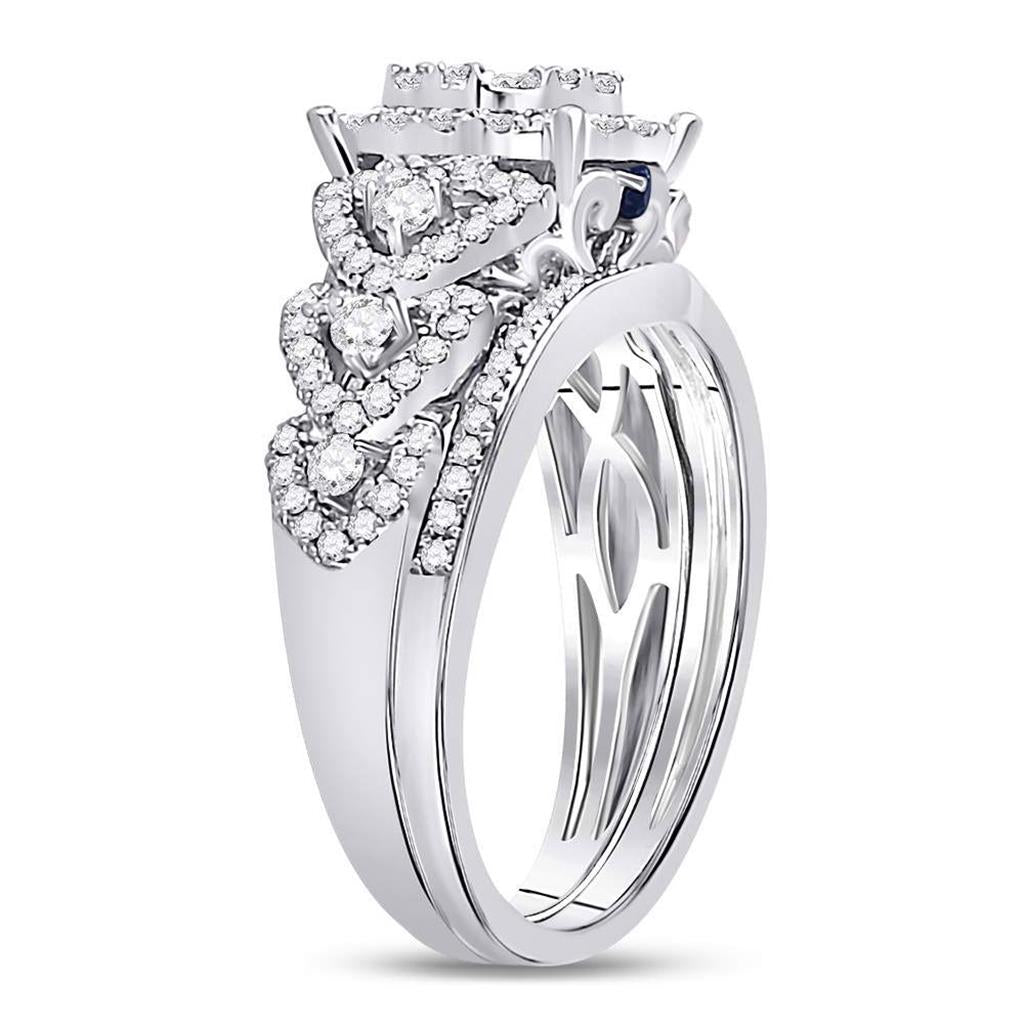 14k White Gold Round Diamond Bridal Wedding Ring Set 1 Cttw Size 8