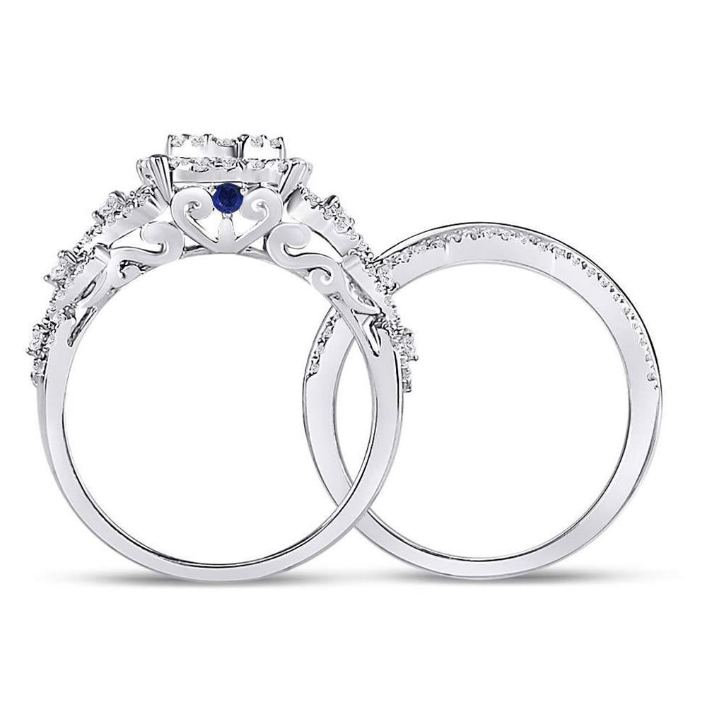 14k White Gold Round Diamond Bridal Wedding Ring Set 1 Cttw Size 8