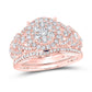 14k Rose Gold Round Diamond Vintage Bridal Wedding Ring Set 1 Ctw