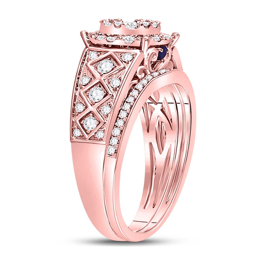 14k Rose Gold Round Diamond Vintage Bridal Wedding Ring Set 1 Cttw