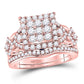 14k Rose Gold Round Diamond Vintage Bridal Wedding Ring Set 1-1/4 Cttw