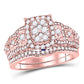 14k Rose Gold Round Diamond Vintage Bridal Wedding Ring Set 1 Cttw