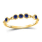 10kt Yellow Gold Round Blue Sapphire Dot Stackable Band Ring 1/5 Cttw